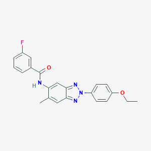 molecular formula C22H19FN4O2 B250974 Benzamide, N-[2-(4-ethoxyphenyl)-6-methyl-2H-1,2,3-benzotriazol-5-yl]-3-fluoro- 