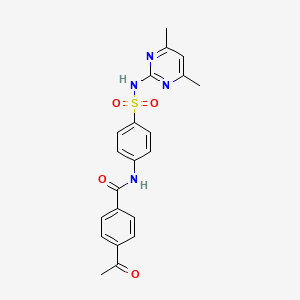 molecular formula C21H20N4O4S B2509778 4-acetyl-N-[4-[(4,6-dimethylpyrimidin-2-yl)sulfamoyl]phenyl]benzamide CAS No. 415935-50-1
