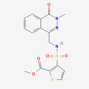 molecular formula C16H15N3O5S2 B2509779 methyl 3-(N-((3-methyl-4-oxo-3,4-dihydrophthalazin-1-yl)methyl)sulfamoyl)thiophene-2-carboxylate CAS No. 1421528-68-8