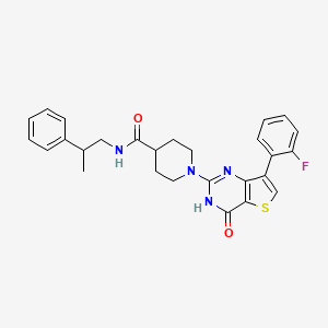 molecular formula C27H27FN4O2S B2509786 1-[7-(2-fluorophenyl)-4-oxo-3,4-dihydrothieno[3,2-d]pyrimidin-2-yl]-N-(2-phenylpropyl)piperidine-4-carboxamide CAS No. 1243094-08-7