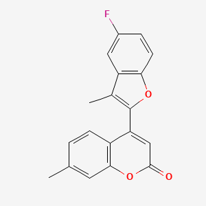 molecular formula C19H13FO3 B2509787 4-(5-Fluoro-3-methyl-1-benzofuran-2-yl)-7-methylchromen-2-one CAS No. 858759-69-0