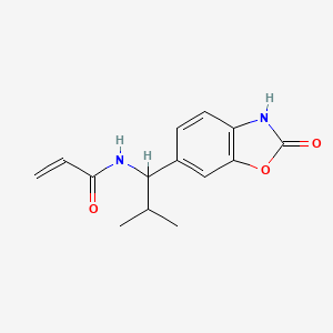 molecular formula C14H16N2O3 B2509792 N-[2-Methyl-1-(2-oxo-3H-1,3-benzoxazol-6-yl)propyl]prop-2-enamide CAS No. 2308272-95-7