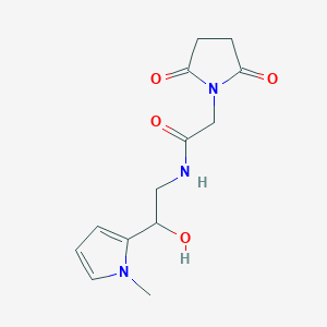 molecular formula C13H17N3O4 B2509797 2-(2,5-二氧代吡咯烷-1-基)-N-(2-羟基-2-(1-甲基-1H-吡咯-2-基)乙基)乙酰胺 CAS No. 1421476-97-2