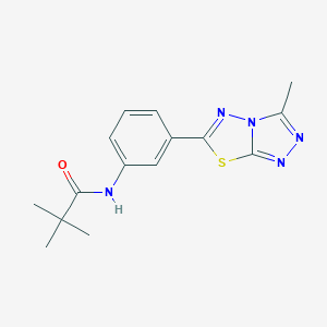 molecular formula C15H17N5OS B250980 2,2-dimethyl-N-[3-(3-methyl[1,2,4]triazolo[3,4-b][1,3,4]thiadiazol-6-yl)phenyl]propanamide 