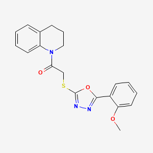 molecular formula C20H19N3O3S B2509803 1-(3,4-dihydroquinolin-1(2H)-yl)-2-((5-(2-methoxyphenyl)-1,3,4-oxadiazol-2-yl)thio)ethanone CAS No. 850936-90-2