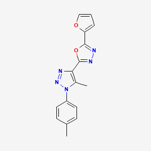 molecular formula C16H13N5O2 B2509804 2-(2-furyl)-5-[5-methyl-1-(4-methylphenyl)-1H-1,2,3-triazol-4-yl]-1,3,4-oxadiazole CAS No. 950254-05-4