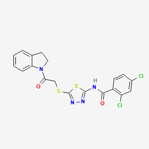 molecular formula C19H14Cl2N4O2S2 B2509809 2,4-dichloro-N-(5-((2-(indolin-1-yl)-2-oxoethyl)thio)-1,3,4-thiadiazol-2-yl)benzamide CAS No. 392300-93-5
