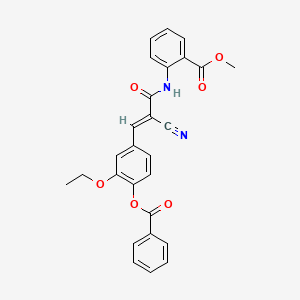 molecular formula C27H22N2O6 B2509854 methyl 2-[[(E)-3-(4-benzoyloxy-3-ethoxyphenyl)-2-cyanoprop-2-enoyl]amino]benzoate CAS No. 380476-17-5