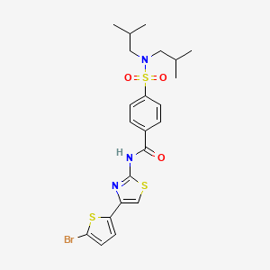 molecular formula C22H26BrN3O3S3 B2509869 4-[bis(2-methylpropyl)sulfamoyl]-N-[4-(5-bromothiophen-2-yl)-1,3-thiazol-2-yl]benzamide CAS No. 476320-41-9