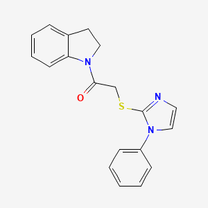 molecular formula C19H17N3OS B2509870 1-(indolin-1-yl)-2-((1-phenyl-1H-imidazol-2-yl)thio)ethanone CAS No. 851130-83-1