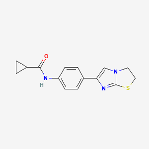 molecular formula C15H15N3OS B2509879 N-(4-(2,3-dihydroimidazo[2,1-b]thiazol-6-yl)phenyl)cyclopropanecarboxamide CAS No. 701201-74-3