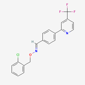 molecular formula C20H14ClF3N2O B2509880 (E)-[(2-chlorophenyl)methoxy]({4-[4-(trifluoromethyl)pyridin-2-yl]phenyl}methylidene)amine CAS No. 1092346-27-4
