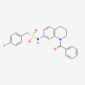 molecular formula C23H21FN2O3S B2509883 N-(1-benzoyl-1,2,3,4-tetrahydroquinolin-7-yl)-1-(4-fluorophenyl)methanesulfonamide CAS No. 946297-75-2