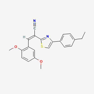 molecular formula C22H20N2O2S B2509891 (Z)-3-(2,5-二甲氧基苯基)-2-(4-(4-乙基苯基)噻唑-2-基)丙烯腈 CAS No. 476671-77-9