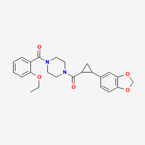 molecular formula C24H26N2O5 B2509893 (4-(2-(苯并[d][1,3]二氧杂环-5-基)环丙烷羰基)哌嗪-1-基)(2-乙氧基苯基)甲苯酮 CAS No. 1219903-61-3