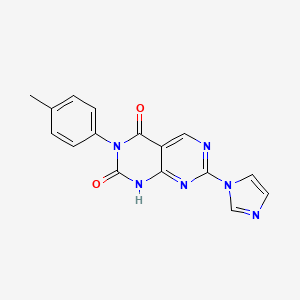molecular formula C16H12N6O2 B2509943 7-(1H-imidazol-1-yl)-3-(4-methylphenyl)pyrimido[4,5-d]pyrimidine-2,4(1H,3H)-dione CAS No. 1255778-89-2