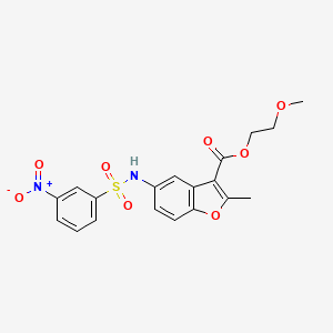 molecular formula C19H18N2O8S B2509944 2-Methoxyethyl 2-methyl-5-[(3-nitrophenyl)sulfonylamino]-1-benzofuran-3-carboxylate CAS No. 361179-69-3