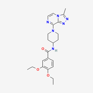 molecular formula C22H28N6O3 B2509950 3,4-diethoxy-N-(1-(3-methyl-[1,2,4]triazolo[4,3-a]pyrazin-8-yl)piperidin-4-yl)benzamide CAS No. 2034516-50-0