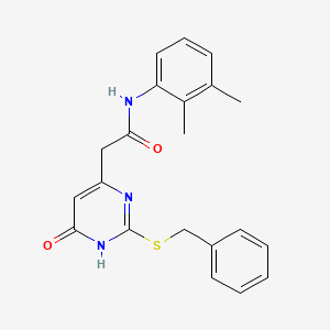 molecular formula C21H21N3O2S B2509955 2-(2-(benzylthio)-6-oxo-1,6-dihydropyrimidin-4-yl)-N-(2,3-dimethylphenyl)acetamide CAS No. 1105235-65-1