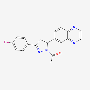 molecular formula C19H15FN4O B2509956 1-(3-(4-fluorophenyl)-5-(quinoxalin-6-yl)-4,5-dihydro-1H-pyrazol-1-yl)ethanone CAS No. 950121-71-8