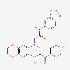 N-(benzo[d][1,3]dioxol-5-yl)-2-(8-(4-fluorobenzoyl)-9-oxo-2,3-dihydro-[1,4]dioxino[2,3-g]quinolin-6(9H)-yl)acetamide