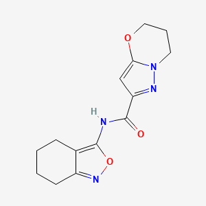 molecular formula C14H16N4O3 B2509964 N-(4,5,6,7-tetrahydrobenzo[c]isoxazol-3-yl)-6,7-dihydro-5H-pyrazolo[5,1-b][1,3]oxazine-2-carboxamide CAS No. 1448034-20-5