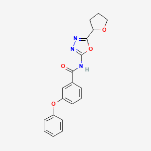 molecular formula C19H17N3O4 B2509975 3-phenoxy-N-(5-(tetrahydrofuran-2-yl)-1,3,4-oxadiazol-2-yl)benzamide CAS No. 921586-47-2
