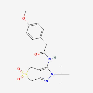 molecular formula C18H23N3O4S B2509976 N-(2-(tert-butyl)-5,5-dioxido-4,6-dihydro-2H-thieno[3,4-c]pyrazol-3-yl)-2-(4-methoxyphenyl)acetamide CAS No. 449784-65-0