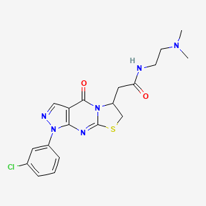 molecular formula C19H21ClN6O2S B2509979 2-(1-(3-chlorophenyl)-4-oxo-1,4,6,7-tetrahydropyrazolo[3,4-d]thiazolo[3,2-a]pyrimidin-6-yl)-N-(2-(dimethylamino)ethyl)acetamide CAS No. 952809-62-0