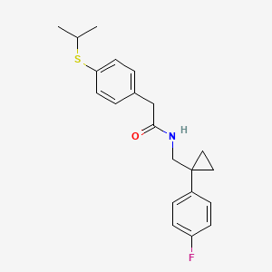 molecular formula C21H24FNOS B2509989 N-((1-(4-fluorophenyl)cyclopropyl)methyl)-2-(4-(isopropylthio)phenyl)acetamide CAS No. 1209970-44-4