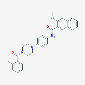molecular formula C30H29N3O3 B250999 3-methoxy-N-{4-[4-(2-methylbenzoyl)-1-piperazinyl]phenyl}-2-naphthamide 
