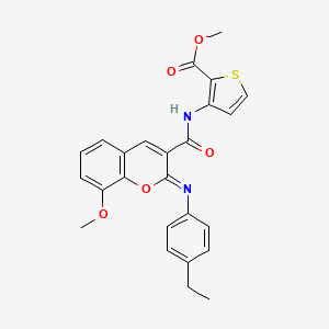 molecular formula C25H22N2O5S B2509994 methyl 3-[({(2Z)-2-[(4-ethylphenyl)imino]-8-methoxy-2H-chromen-3-yl}carbonyl)amino]thiophene-2-carboxylate CAS No. 1327172-02-0