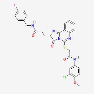 molecular formula C29H25ClFN5O4S B2509995 3-[5-({[(3-chloro-4-methoxyphenyl)carbamoyl]methyl}sulfanyl)-3-oxo-2H,3H-imidazo[1,2-c]quinazolin-2-yl]-N-[(4-fluorophenyl)methyl]propanamide CAS No. 1037293-43-8