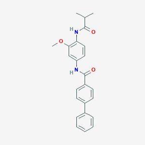 molecular formula C24H24N2O3 B251000 N-{3-methoxy-4-[(2-methylpropanoyl)amino]phenyl}biphenyl-4-carboxamide 