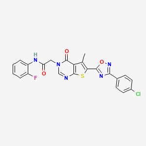 molecular formula C23H15ClFN5O3S B2510001 2-(6-(3-(4-氯苯基)-1,2,4-恶二唑-5-基)-5-甲基-4-氧代噻吩并[2,3-d]嘧啶-3(4H)-基)-N-(2-氟苯基)乙酰胺 CAS No. 1105212-24-5