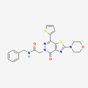 molecular formula C22H21N5O3S2 B2510003 N-benzyl-2-(2-morpholino-4-oxo-7-(thiophen-2-yl)thiazolo[4,5-d]pyridazin-5(4H)-yl)acetamide CAS No. 1021078-30-7