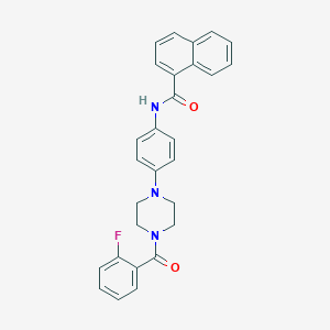molecular formula C28H24FN3O2 B251001 N-{4-[4-(2-fluorobenzoyl)-1-piperazinyl]phenyl}-1-naphthamide 