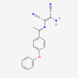 molecular formula C18H14N4O B2510022 (2Z)-2-amino-3-[(E)-[1-(4-phenoxyphenyl)ethylidene]amino]but-2-enedinitrile CAS No. 1025530-12-4