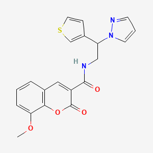 N-(2-(1H-pyrazol-1-yl)-2-(thiophen-3-yl)ethyl)-8-methoxy-2-oxo-2H-chromene-3-carboxamide