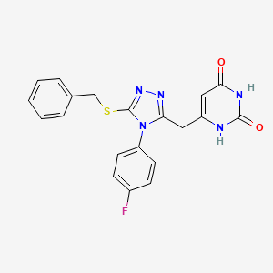 molecular formula C20H16FN5O2S B2510027 6-((5-(benzylthio)-4-(4-fluorophenyl)-4H-1,2,4-triazol-3-yl)methyl)pyrimidine-2,4(1H,3H)-dione CAS No. 852154-37-1