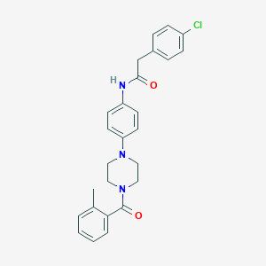 molecular formula C26H26ClN3O2 B251003 2-(4-chlorophenyl)-N-{4-[4-(2-methylbenzoyl)-1-piperazinyl]phenyl}acetamide 