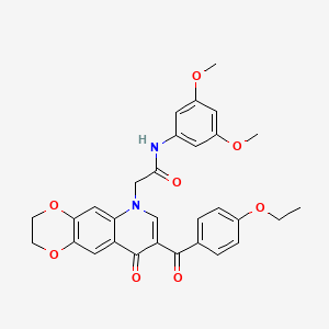 molecular formula C30H28N2O8 B2510050 N-(3,5-dimethoxyphenyl)-2-[8-(4-ethoxybenzoyl)-9-oxo-2,3-dihydro-[1,4]dioxino[2,3-g]quinolin-6-yl]acetamide CAS No. 866345-30-4