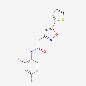 molecular formula C15H10F2N2O2S B2510059 N-(2,4-difluorophenyl)-2-(5-(thiophen-2-yl)isoxazol-3-yl)acetamide CAS No. 953183-61-4
