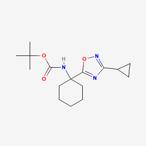 molecular formula C16H25N3O3 B2510066 Tert-butyl [1-(3-cyclopropyl-1,2,4-oxadiazol-5-yl)cyclohexyl]carbamate CAS No. 1824014-61-0