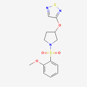 molecular formula C13H15N3O4S2 B2510072 3-{[1-(2-Methoxybenzenesulfonyl)pyrrolidin-3-yl]oxy}-1,2,5-thiadiazole CAS No. 2097922-92-2