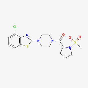 molecular formula C17H21ClN4O3S2 B2510074 (4-(4-Chlorobenzo[d]thiazol-2-yl)piperazin-1-yl)(1-(methylsulfonyl)pyrrolidin-2-yl)methanone CAS No. 1219394-49-6