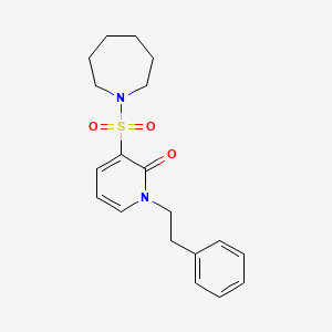molecular formula C19H24N2O3S B2510075 3-(氮杂环-1-基磺酰基)-1-苯乙基吡啶-2(1H)-酮 CAS No. 1251595-12-6