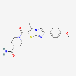 1-(6-(4-Methoxyphenyl)-3-methylimidazo[2,1-b]thiazole-2-carbonyl)piperidine-4-carboxamide