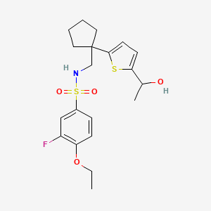 4-ethoxy-3-fluoro-N-((1-(5-(1-hydroxyethyl)thiophen-2-yl)cyclopentyl)methyl)benzenesulfonamide