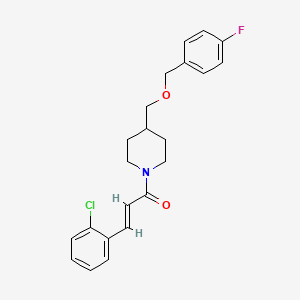 molecular formula C22H23ClFNO2 B2510095 (E)-3-(2-chlorophenyl)-1-(4-(((4-fluorobenzyl)oxy)methyl)piperidin-1-yl)prop-2-en-1-one CAS No. 1799267-84-7